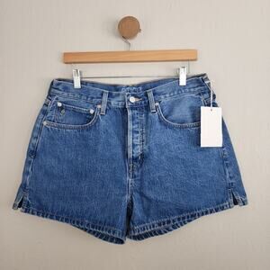 NWT Etica Haven High Waist Relaxed Denim Shorts Salina Blue -30 - Button Fly